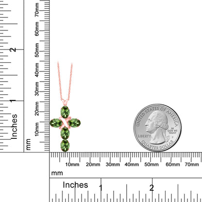 2.5カラット  天然 グリーントルマリン クロス ネックレス   シルバー925 18金 ピンクゴールド 加工  10月 誕生石