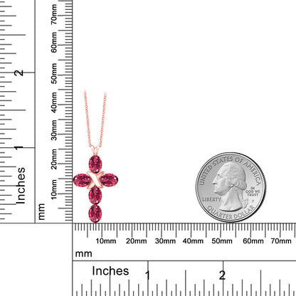 2.38カラット  天然 ピンクトルマリン クロス ネックレス   シルバー925 18金 ピンクゴールド 加工  10月 誕生石