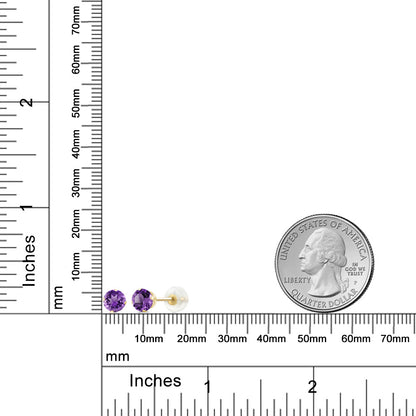 0.9カラット 天然 アメジスト ピアス 10金 イエローゴールド K10 2月 誕生石