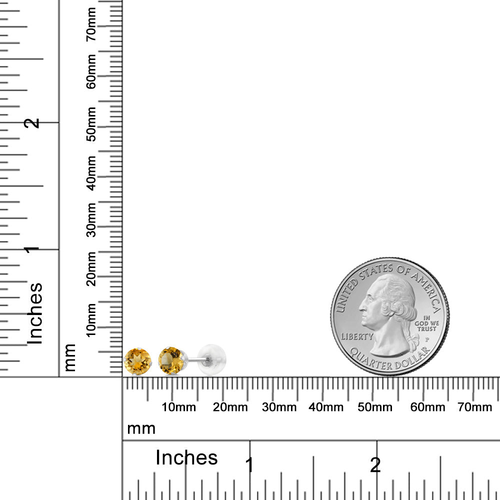 0.52カラット 天然 シトリン ピアス 10金 ホワイトゴールド K10 11月 誕生石