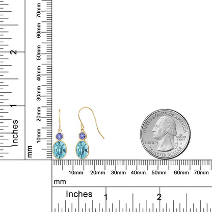 2.64カラット  天然石 ブルージルコン ピアス  天然石 タンザナイト 14金 イエローゴールド K14