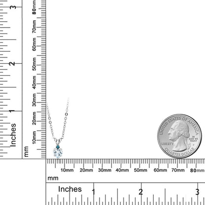 0.45カラット  天然 アクアマリン ネックレス  天然 ブルーダイヤモンド シルバー925  3月 誕生石