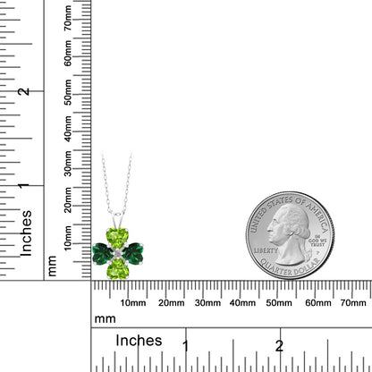 3.02カラット 天然石 ペリドット クローバー ネックレス ナノエメラルド シルバー925 8月 誕生石