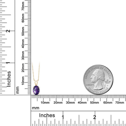 0.75カラット 天然 アメジスト ネックレス 14金 イエローゴールド K14 2月 誕生石