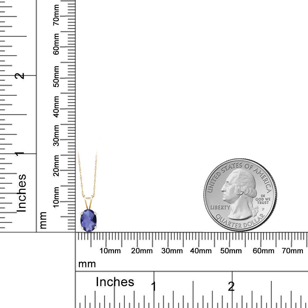 0.65カラット  天然 アイオライト ネックレス   14金 イエローゴールド K14  3月 誕生石