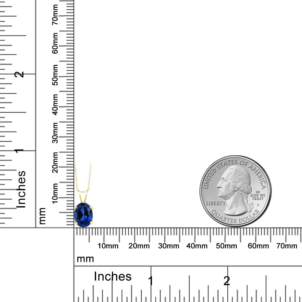 1.6カラット  シンセティック サファイア ネックレス   14金 イエローゴールド K14  9月 誕生石
