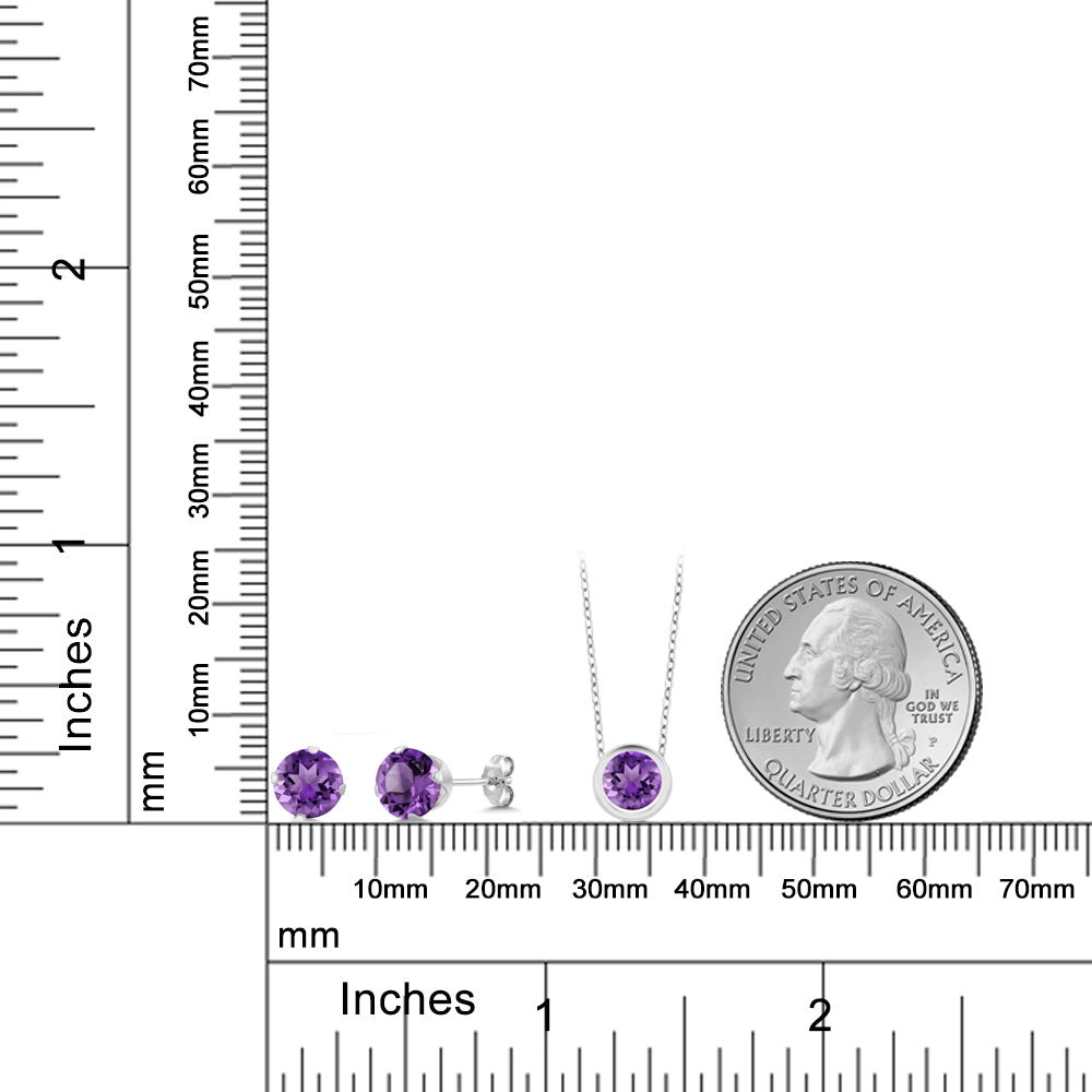 2.25カラット  天然 アメジスト ネックレス ピアス セット   シルバー925  2月 誕生石