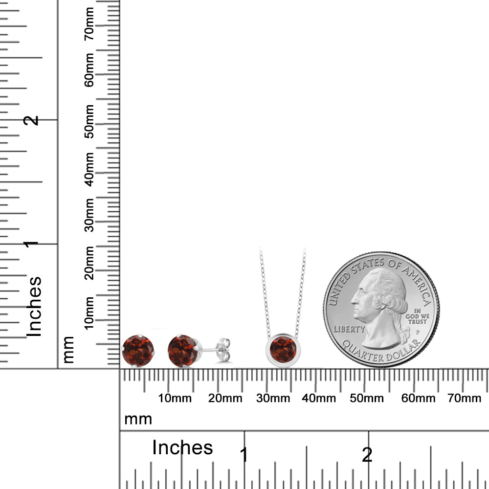 3カラット  天然 ガーネット ネックレス ピアス セット   シルバー925  1月 誕生石