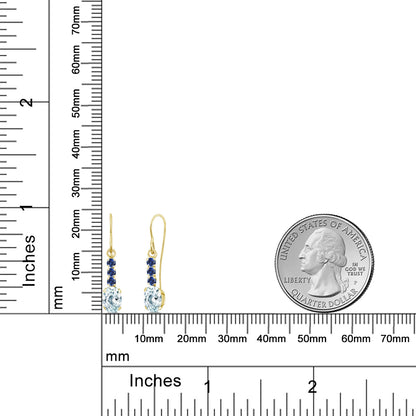 1.27カラット 天然 アクアマリン ピアス シンセティック サファイア 10金 イエローゴールド K10 3月 誕生石