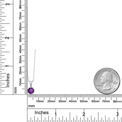 0.72カラット  天然 アメジスト ネックレス  天然 ダイヤモンド 14金 ホワイトゴールド K14  2月 誕生石