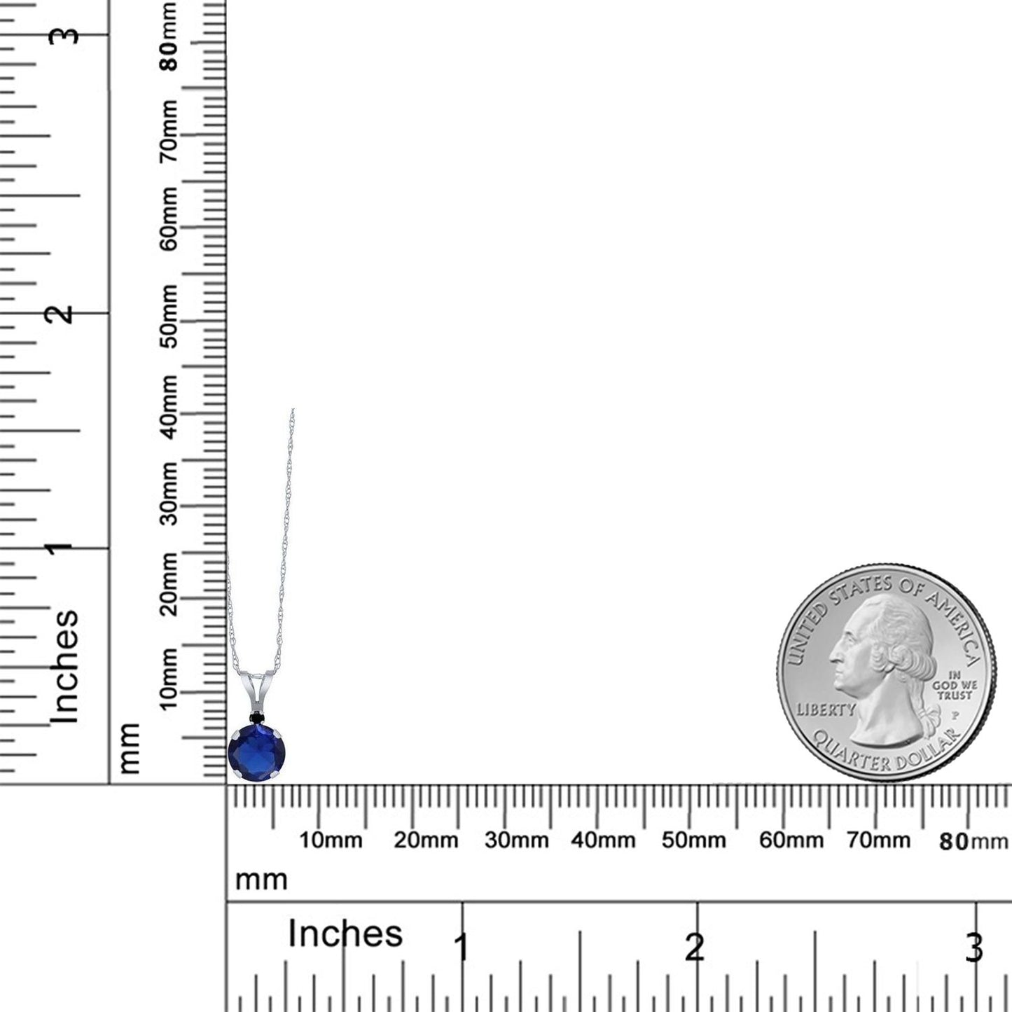 0.77カラット  シンセティック サファイア ネックレス  天然 ブラックダイヤモンド 14金 ホワイトゴールド K14  9月 誕生石