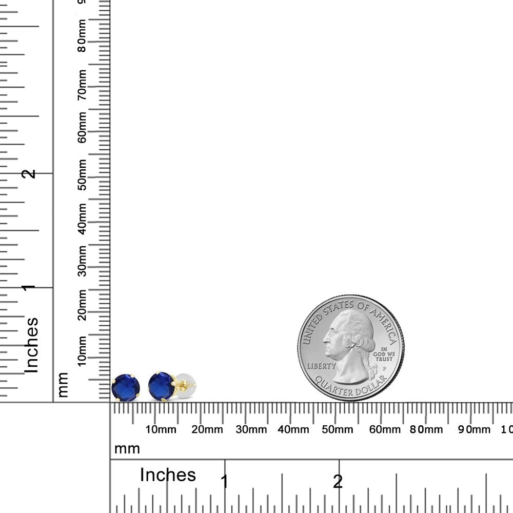 2カラット シンセティック サファイア ピアス 14金 イエローゴールド K14 9月 誕生石