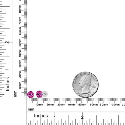 2カラット シンセティック ピンクサファイア ピアス 14金 ホワイトゴールド K14 9月 誕生石