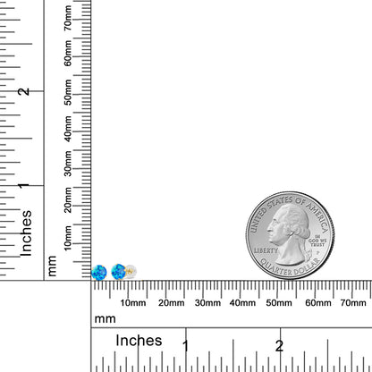 0.5カラット  シミュレイテッド ブルーオパール ピアス   14金 イエローゴールド K14  10月 誕生石