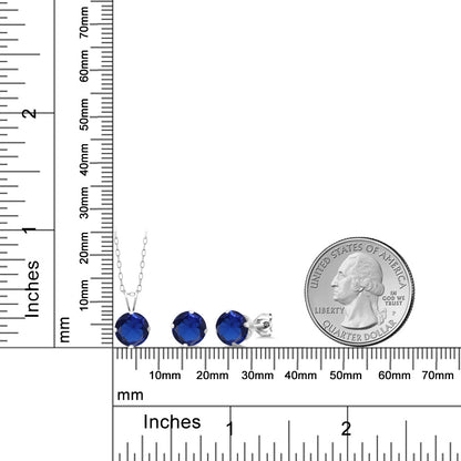 5.01カラット  シンセティック サファイア ネックレス ピアス セット   シルバー925  9月 誕生石
