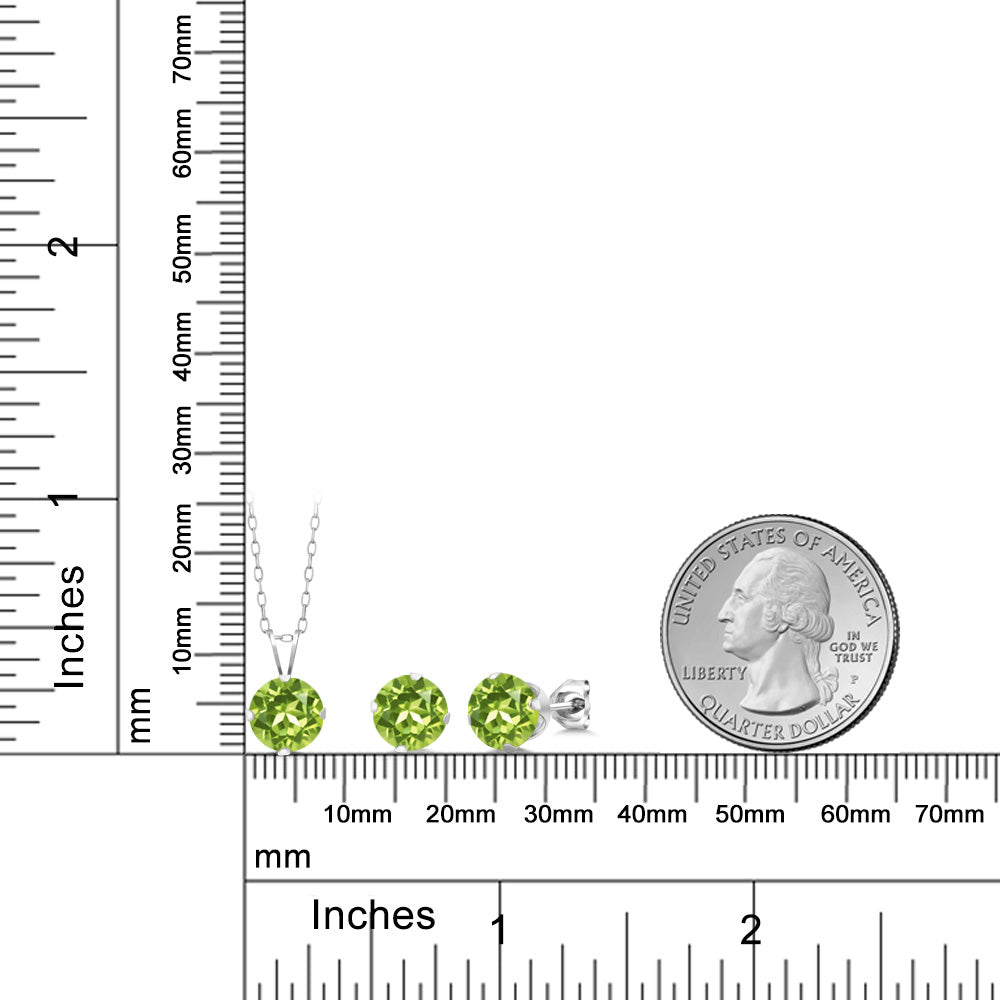 4.05カラット 天然石 ペリドット ネックレス ピアス セット シルバー925 8月 誕生石