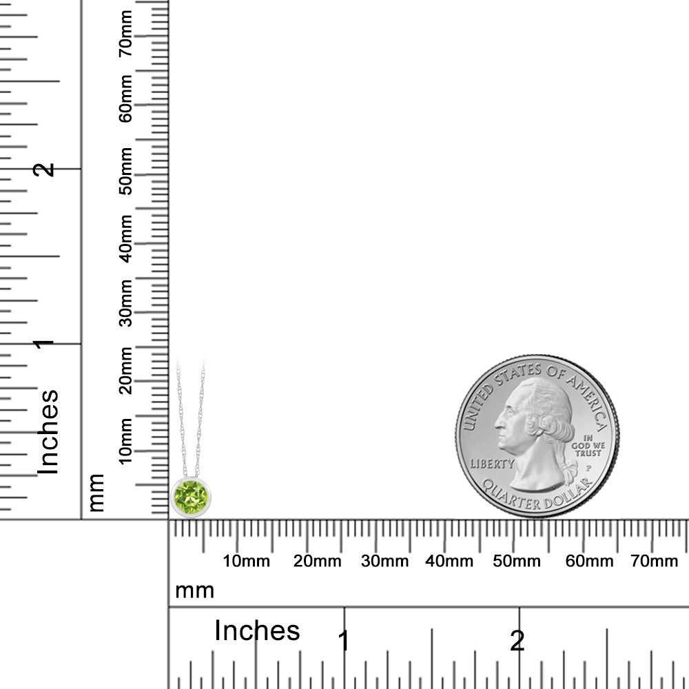 0.6カラット 天然石 ペリドット ネックレス 14金 ホワイトゴールド K14 8月 誕生石