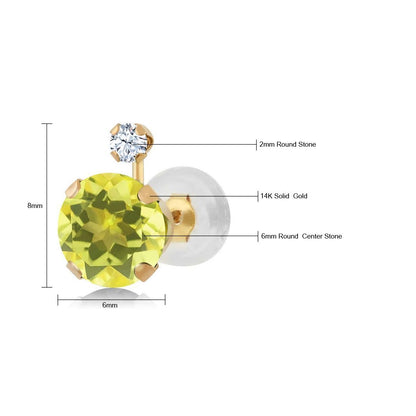 2.08カラット 天然石 ミスティックトパーズ ピアス シンセティック ホワイトサファイア 14金 イエローゴールド K14 11月 誕生石