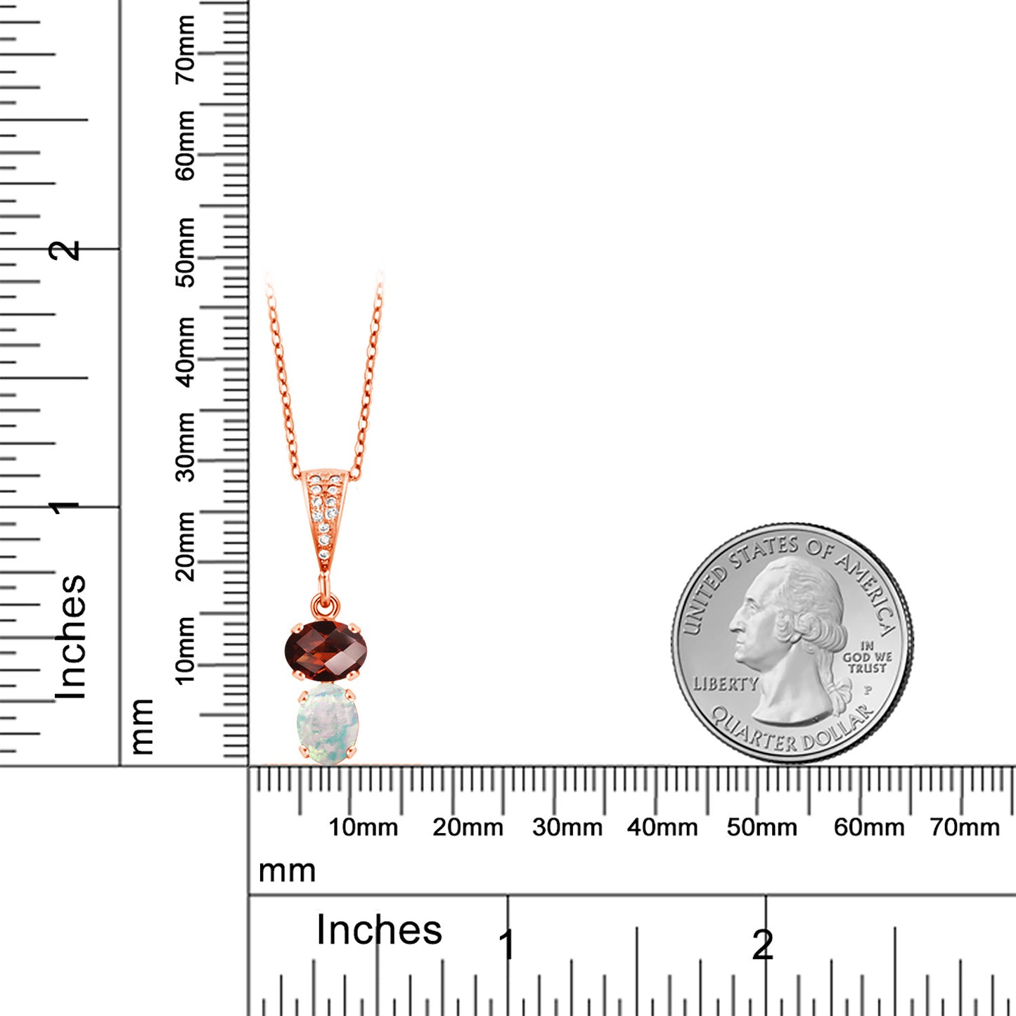 2.61カラット  天然 ガーネット ネックレス  シミュレイテッド ホワイトオパール シルバー925 18金 ピンクゴールド 加工  1月 誕生石