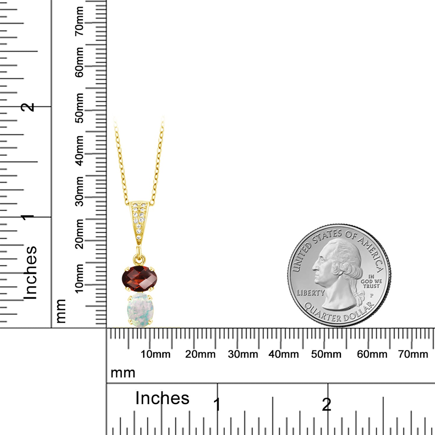 2.61カラット 天然 ガーネット ネックレス シミュレイテッド ホワイトオパール シルバー925 18金 イエローゴールド 加工 1月 誕生石