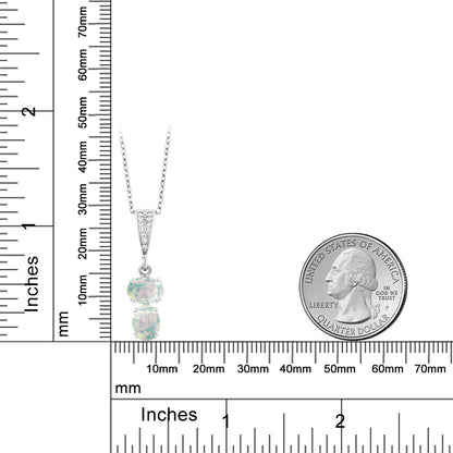 2.17カラット シミュレイテッド ホワイトオパール ネックレス シルバー925 10月 誕生石