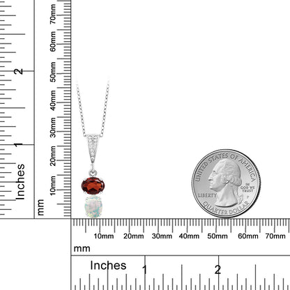 2.32カラット 天然 ガーネット ネックレス シミュレイテッド ホワイトオパール シルバー925 1月 誕生石