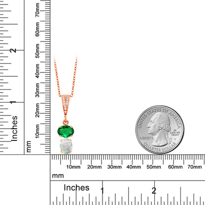 1.82カラット  ナノエメラルド ネックレス  シミュレイテッド ホワイトオパール シルバー925 18金 ピンクゴールド 加工  5月 誕生石