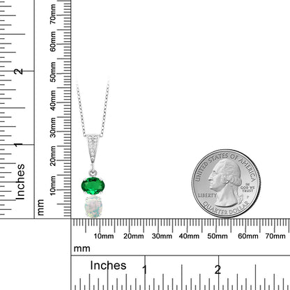 2.12カラット ナノエメラルド ネックレス シミュレイテッド ホワイトオパール シルバー925 5月 誕生石