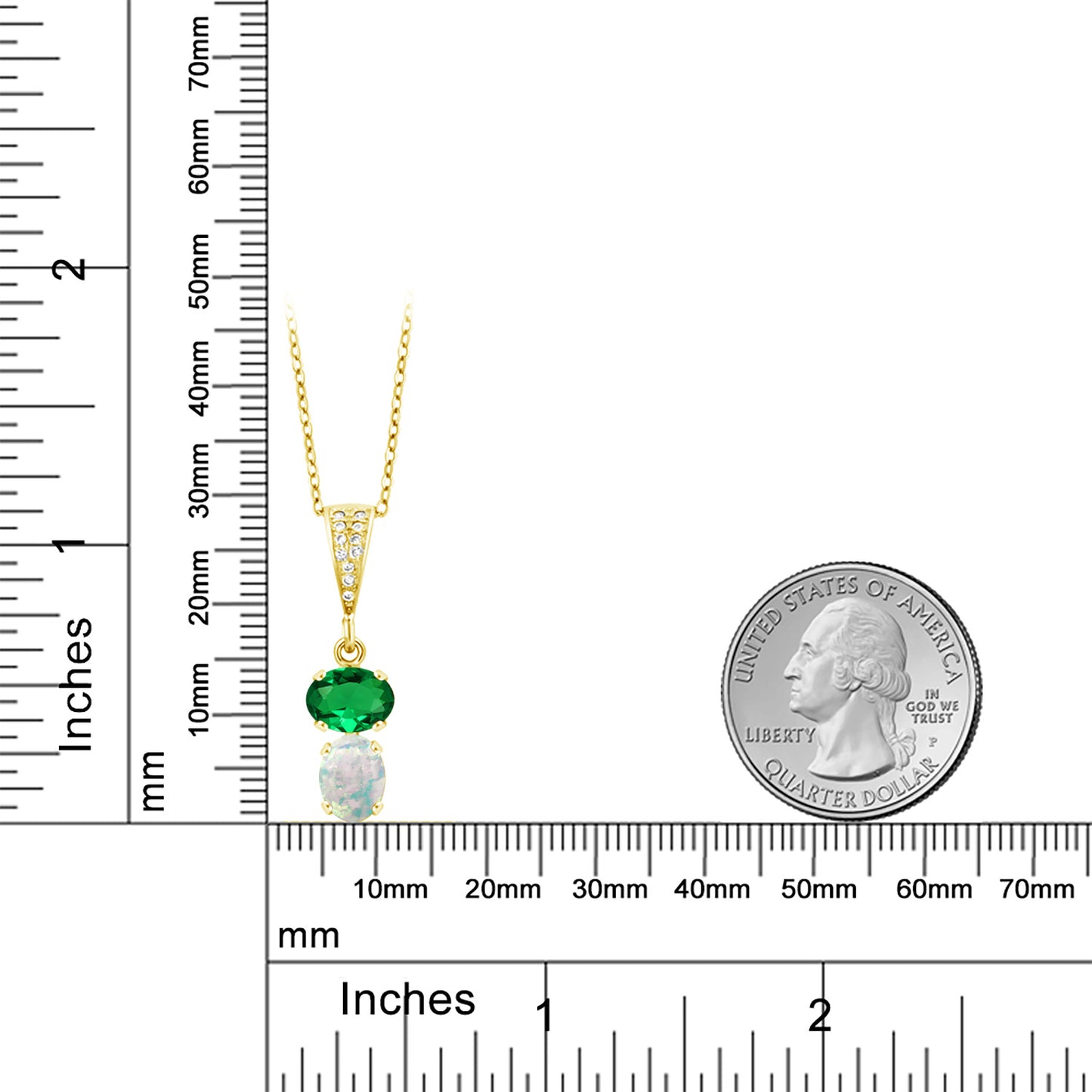 1.82カラット  ナノエメラルド ネックレス  シミュレイテッド ホワイトオパール シルバー925 18金 イエローゴールド 加工  5月 誕生石