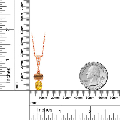 2.62カラット 天然 タイガーアイ ネックレス 天然 シトリン シルバー925 18金 ピンクゴールド 加工