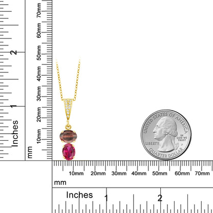 2.67カラット 天然 レッドタイガーアイ ネックレス シンセティック ルビー シルバー925 18金 イエローゴールド 加工