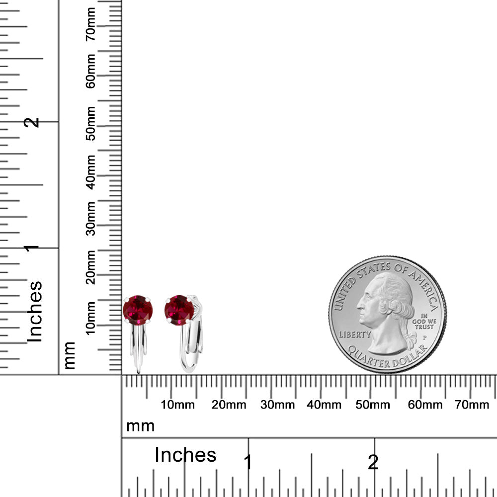 2カラット シンセティック ルビー ピアス シルバー925 7月 誕生石