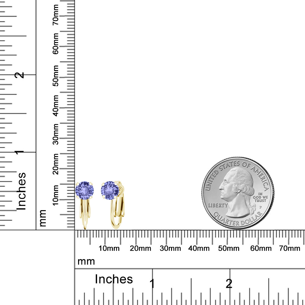1.8カラット 天然石 タンザナイト イヤリング ノンホールピアス シルバー925 18金 イエローゴールド 加工 12月 誕生石
