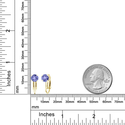 1.8カラット 天然石 タンザナイト イヤリング ノンホールピアス シルバー925 18金 イエローゴールド 加工 12月 誕生石