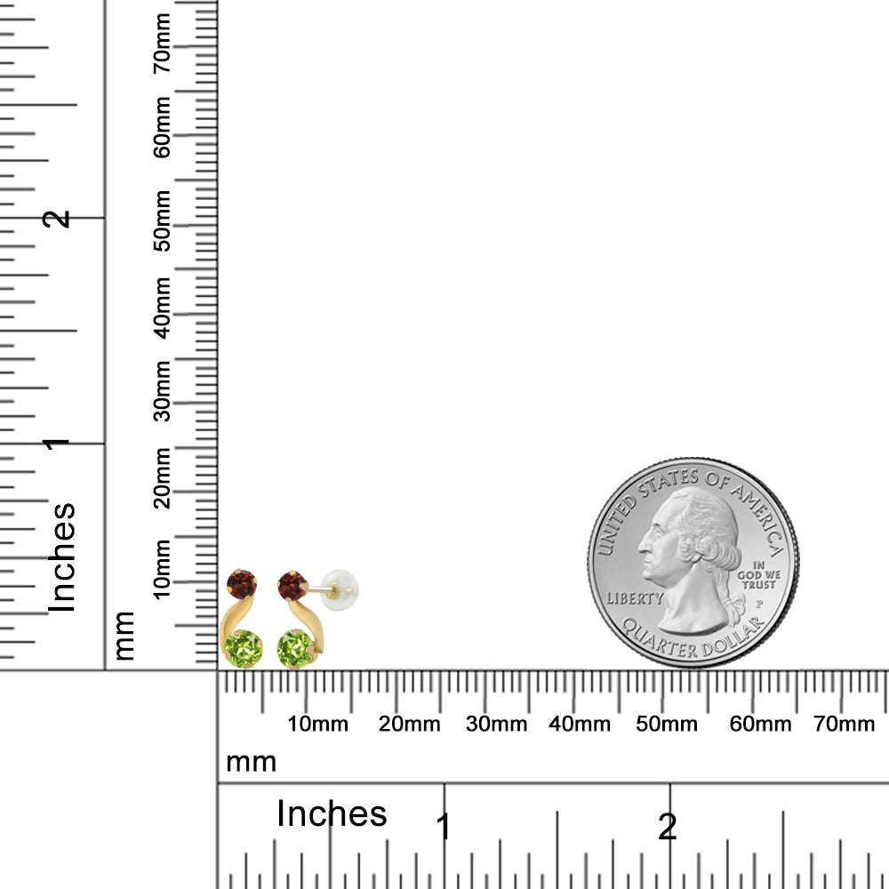 0.84カラット 天然石 ペリドット ピアス 天然 ガーネット 14金 イエローゴールド K14 8月 誕生石