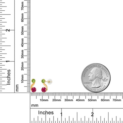 0.84カラット  天然 ルビー ピアス  天然石 ペリドット 14金 イエローゴールド K14  7月 誕生石