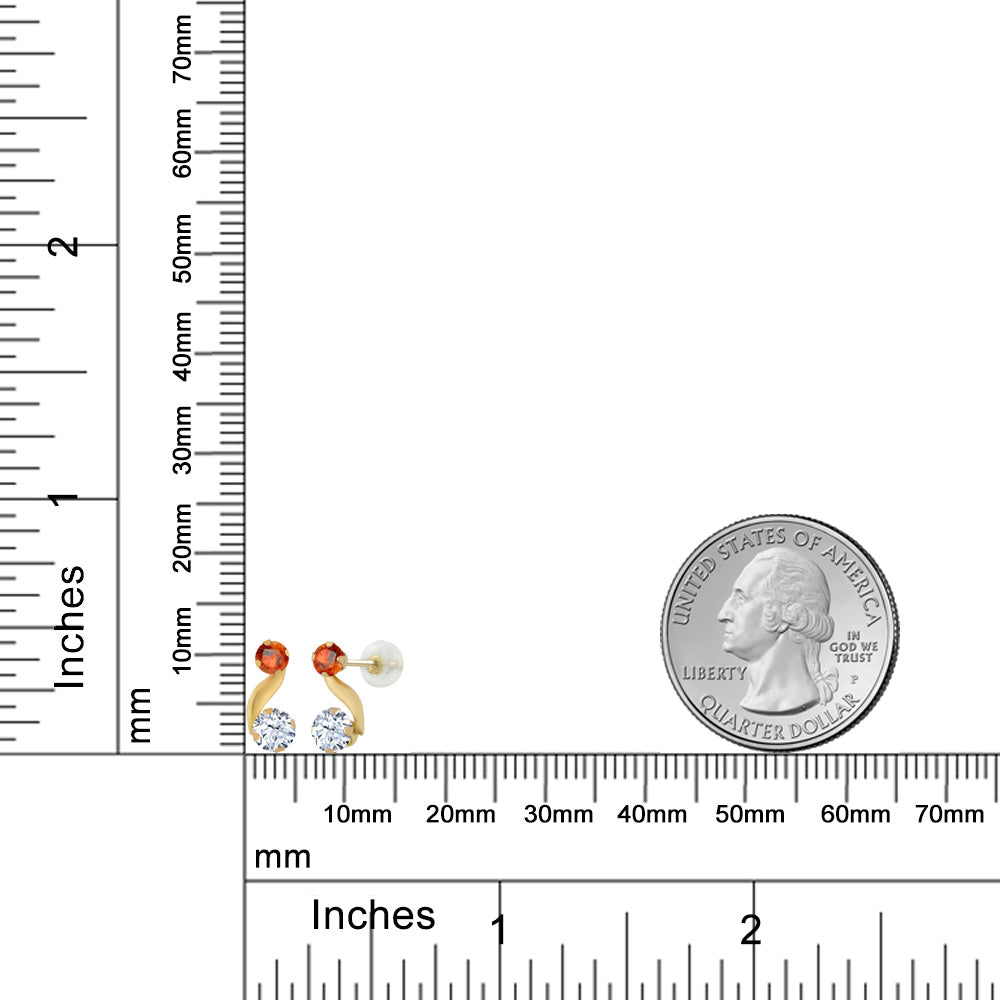 0.92カラット 天然 トパーズ ピアス 天然 オレンジサファイア 14金 イエローゴールド K14 11月 誕生石