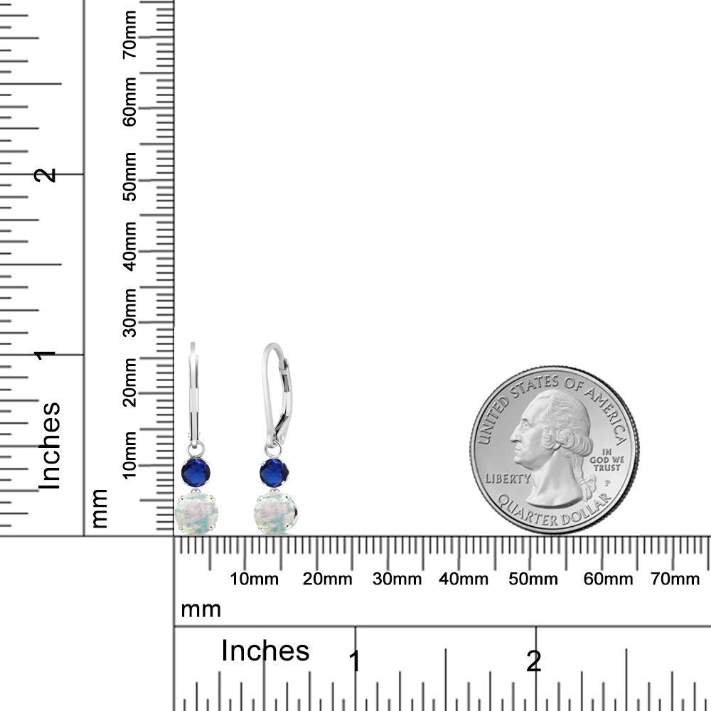 1.1カラット シミュレイテッド ホワイトオパール ピアス シンセティック サファイア シルバー925 10月 誕生石