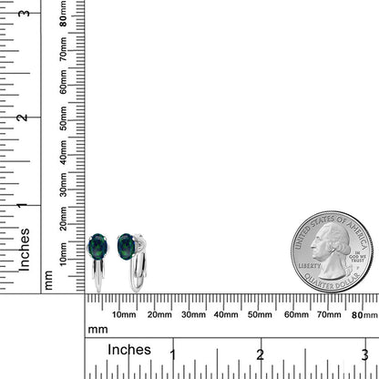 1.26カラット シミュレイテッド グリーンオパール イヤリング ノンホールピアス シルバー925 10月 誕生石