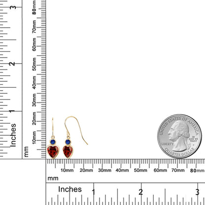 2.06カラット  天然 ガーネット ピアス  シンセティック サファイア 14金 イエローゴールド K14  1月 誕生石