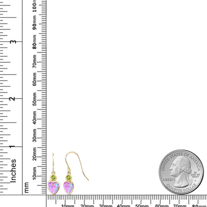 1.74カラット シミュレイテッド ピンクオパール ピアス 天然石 ペリドット 14金 イエローゴールド K14 10月 誕生石
