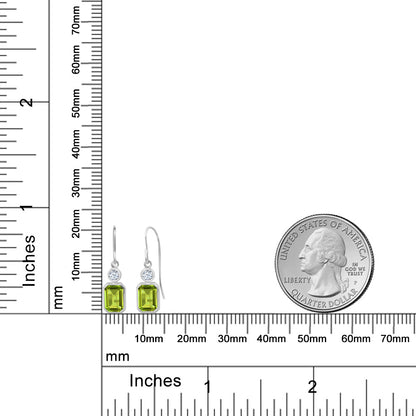 2.22カラット 天然石 ペリドット ピアス シンセティック ホワイトサファイア シルバー925 8月 誕生石