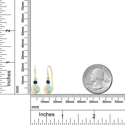 1.76カラット  シミュレイテッド ホワイトオパール ピアス  シンセティック サファイア 14金 イエローゴールド K14  10月 誕生石