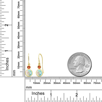 1.56カラット シミュレイテッド ホワイトオパール ピアス 天然 オレンジサファイア 14金 イエローゴールド K14 10月 誕生石