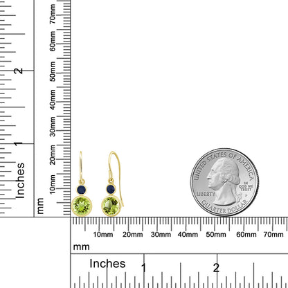 2.06カラット 天然石 ペリドット ピアス 天然 サファイア 14金 イエローゴールド K14 8月 誕生石