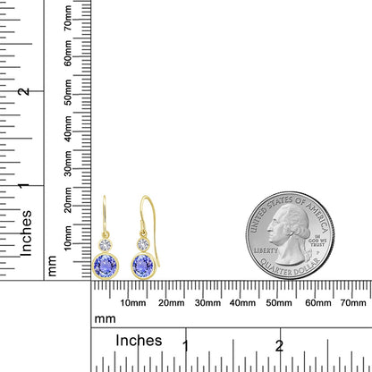 2.06カラット 天然石 タンザナイト ピアス シンセティック ホワイトサファイア 14金 イエローゴールド K14 12月 誕生石