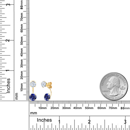 3.5カラット シンセティック サファイア ピアス 14金 イエローゴールド K14 9月 誕生石