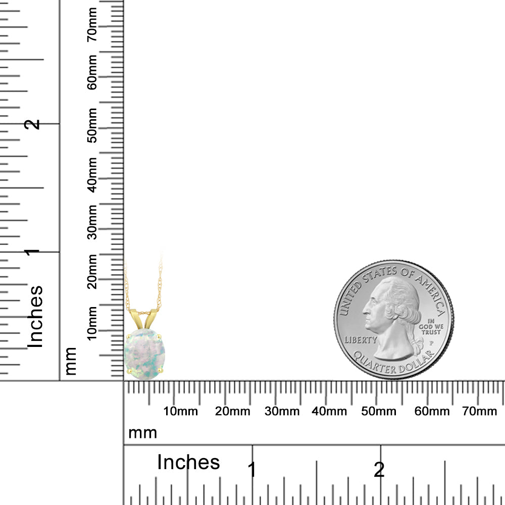 1.5カラット シミュレイテッド ホワイトオパール ネックレス 14金 イエローゴールド K14 10月 誕生石
