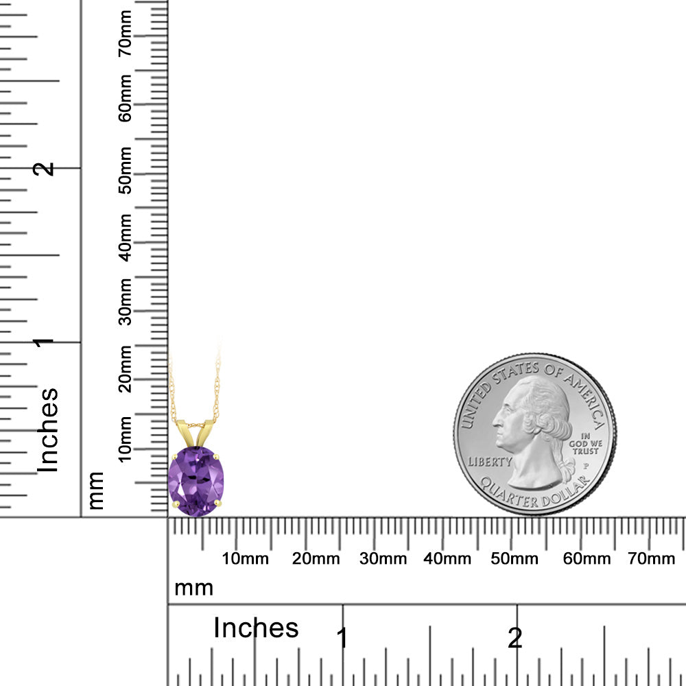 2.2カラット 天然 アメジスト ネックレス 14金 イエローゴールド K14 2月 誕生石