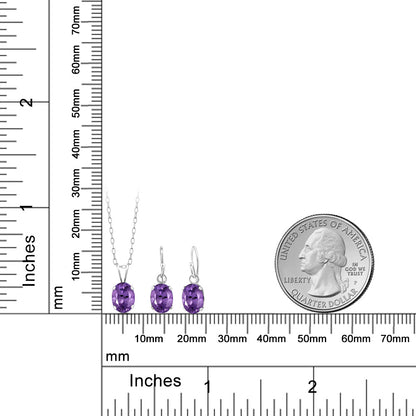 2.25カラット 天然 アメジスト ネックレス ピアス セット シルバー925 2月 誕生石